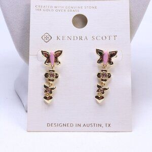 Kendra Scott Lily Mix 14K Gold Over Brass Linear Butterfly Earrings in Pink $48